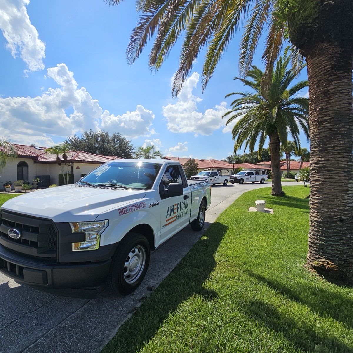 American Roofing FL work truck parked at Winter Haven job site